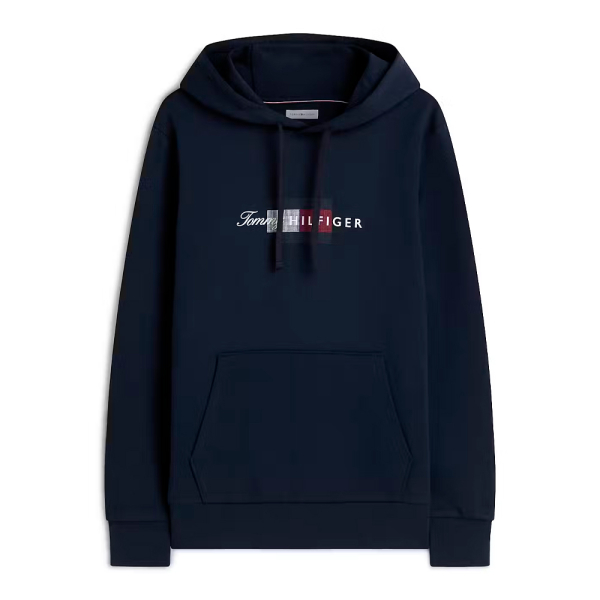 Tommy Hilfiger Vestes en maille et pulls Bleu marine - Sweat capuche en polaire avec cordon de serrage et logo - M - Ref 90 €